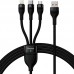 Кабель Baseus Flash Series Ⅱ One-for-three Fast Charging Data Cable USB to M+L+C 66W 1. 2m чорний