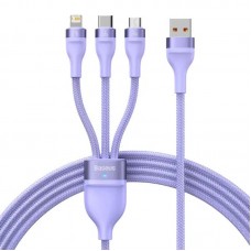 Кабель Baseus Flash Series Ⅱ One-for-three Fast Charging Data Cable USB to M+L+C 66W 1. 2m Purple