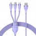 Кабель Baseus Flash Series Ⅱ One-for-three Fast Charging Data Cable USB to M+L+C 66W 1. 2m Purple