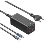 Мережевий зарядний пристрій з кабелем Vention 4-Port USB (C + C + A + A) GaN Charger (100W/100W/18W/18W) EU-Plug чорний Мережевий зарядний пристрій з кабелем Vention 4-Port USB (C + C + A + A) GaN Charger (100W/100W/18W/18W) EU-Plug чорний
