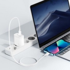 Мережевий зарядний пристрій XO L105 (EU) 35W dual Type-c port fast charger with Lightning cable Білий