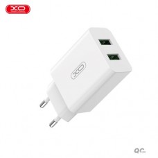 Мережевий зарядний пристрій XO L119 (EU) dual USB-A QC18W fast charging charger with TYPE-C cable Білий