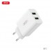 Мережевий зарядний пристрій XO L119 (EU) dual USB-A QC18W fast charging charger with TYPE-C cable Білий
