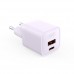 Мережевий зарядний пристрій XO L147(EU) PD20W 1USB-A+1USB-Charger Фіолетовий