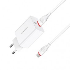 Мережевий зарядний пристрій BOROFONE BA21A Long QC3.0 1USB/3A/18W + Cable Micro білий