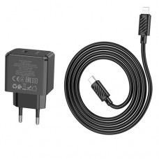 Мережевий зарядний пристрій HOCO CS13A Ocean single port PD20W charger set(C to iP) чорний