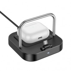 Бездротовий ЗП Magsafe HOCO CQ16B Astute 2-in-1 desktop charger чорний