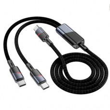 PD Кабель HOCO U139 C to C+C 100W fast charging data cable 1.2m чорний