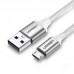 Кабель UGREEN  US290 USB 2.0  - micro-USBAluminum Braid 1m белый (60151)