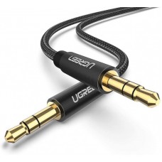 Аудио кабель UGREEN AV112 3.5mm Male to 3.5mm Male Cable золотистый Plated Metal Case with Braid (50361)