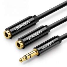 Аудио кабель-адаптер AUX UGREEN AV134 3.5mm Male to 2 Female Audi Cable 25см (20816)