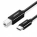 Кабель для принтера UGREEN US241 USB-C to USB 2.0 Print Cable 2m чорный (50446)