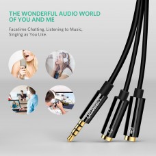Аудио кабель-адаптер UGREEN AV141 3.5mm Male to 2 Female Audio Cable ABC Case чорный (30620)