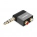 Адаптер UGREEN AV147  6.35mm Male to 2RCA Female Adapter чорный  (40846)