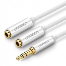 Аудио-кабель UGREEN AV134 3.5mm Male to 2 Female Audio Cable 25cm (белый) (10739)
