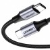 Кабель UGREEN US261 USB 2.0 C M/M Round Cable Nickel Plating Aluminum Shell 2m (серый чорный(50152)