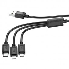 Кабель HOCO X74 3-in-1 charging cable(iP+Micro+Type-C) чорный