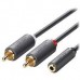 Аудио кабель UGREEN   AV102 3.5mm Female to 2 RCA Male Audio Cable 1m серый (10588)