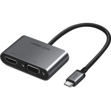 Адаптер - переходник UGREEN CM162 USB-C to HDMI + VGA +USB 3.0 Adapter with PD серый (50505)