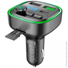 ФМ модулятор  BOROFONE BC48 Broad (QC3.0 2USB/Type-C 18W/3A) чорный