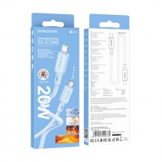 Кабель Borofone BX94 Crystal color PD silicone charging data cable TypeC to iP 3A 1m light голубой