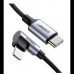 Кабель UGREEN  Type C Male to Lightning Male Angled  Case with Braid 1.5m серый чорный (60764)