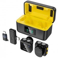 Беспроводная микрофонная система HOCO L17 Dual-mic magnetic lavalier wireless digital microphone iP/Type-C чорный