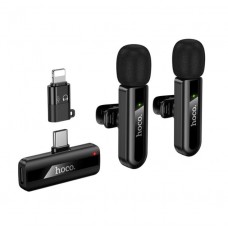 Микрофон петличный Hoco L20A Fair dual-mic wireless microphone (iP/Type-C) чорный Микрофон петличный Hoco L20A Fair dual-mic wireless microphone (iP/Type-C) чорный