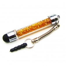 Стилус-брелок ёмкостный , с золотистыми кристаллами