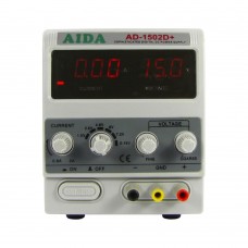 Блок питания лабораторный Aida AD-1502D+, 15V, 2A, цифровая индикация, RF индикатор, автовосстановление после КЗ
