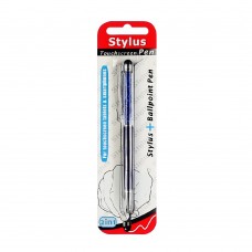 Стилус ёмкостный , с шариковой ручкой, металлический, синий с синими кристаллами