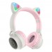 Беспроводные наушники Hoco W27 Cat Ear накладные с ушками и LED подсветкой серый