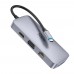 Мультиадаптер хаб Hoco HB33 10в1 Type-C to USB 3.0/ 2 USB 2.0/ Type-C/ HDMI/ VGA/ RJ45/ AUX/ SD/ TF PD 100W 0.18m серый