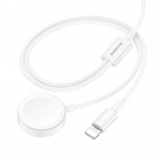 Кабель Borofone BQ22 2в1 USB to Lightning/ iWatch Qi 1.2m белый