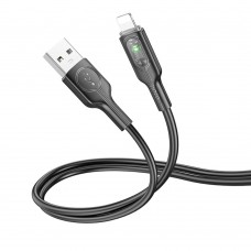 Кабель Hoco U120 с индикатором USB to Lightning 1.2m черный
