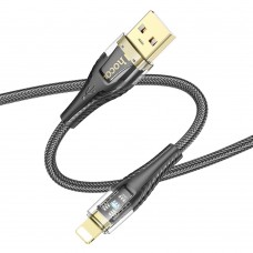 Кабель Hoco U121 с индикатором USB to Lightning 1.2m черный