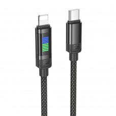 Кабель Hoco U126 с индикатором Type-C to Lightning PD 27W 1.2m черный