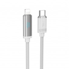 Кабель Hoco U127 с дисплеем Type-C to Lightning PD 27W 1.2m серебристый серый