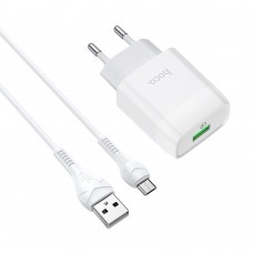 Сетевое зарядное устройство Hoco C72Q USB QC + кабель USB to MicroUSB белый Сетевое зарядное устройство Hoco C72Q USB QC + кабель USB to MicroUSB белый