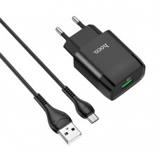 Сетевое зарядное устройство Hoco C72Q USB QC + кабель USB to MicroUSB черный Сетевое зарядное устройство Hoco C72Q USB QC + кабель USB to MicroUSB черный
