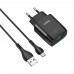 Сетевое зарядное устройство Hoco C72Q USB QC + кабель USB to MicroUSB черный
