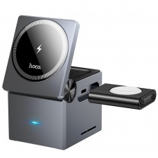 Беспроводное зарядное устройство Hoco CQ8 3в1 серый