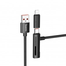 Кабель Hoco U135 2в1 USB to Lightning/ Type-C 1.2m черный