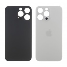 Заднее стекло корпуса для Apple iPhone 14 Pro серебристый (белое) маленький вырез под камеру