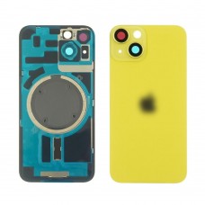 Заднее стекло корпуса для Apple iPhone 14 желтый (жёлтое) с рамкой и стеклом камеры