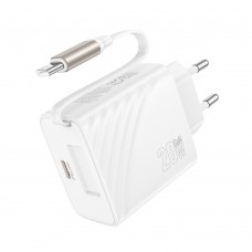 Сетевое зарядное устройство Hoco N57 Type-C PD + кабель Type-C белый Сетевое зарядное устройство Hoco N57 Type-C PD + кабель Type-C белый