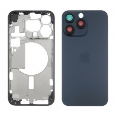 Корпус для Apple iPhone 15 Pro Max синий Titanium (синий) с задним стеклом, рамкой и стеклом камеры