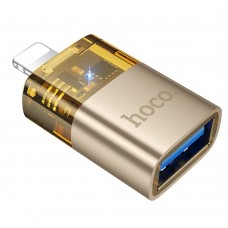 Адаптер переходник Hoco UA36 Lightning to USB золотистый