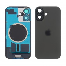 Заднее стекло корпуса для Apple iPhone 16 черный (чёрное) с рамкой и стеклом камеры