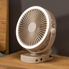 Настольный беспроводной вентилятор D1 с прищепкой и подсветкой белый